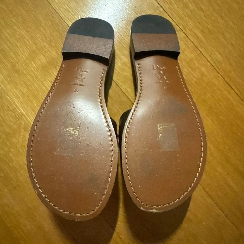 Dior Revolution Slides Black Leather and Rhinestones size 37